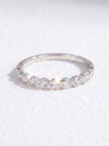 1pc Moissanite Ring Minimalist Full Pave Eternity Band Ring Perfect For Women's Wedding Stacking And Daily Wear - Diamond Moissanite Ring - View 2