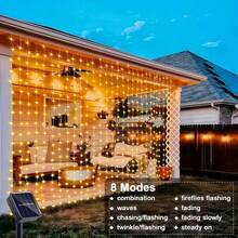 1 buah Lampu Tirai Karangan Bunga LED Bertenaga Surya, 8 Mode, Cocok untuk Jendela, Luar Ruangan, Tahan Air, Lampu Hias, Cocok untuk Pernikahan, Halaman, Pesta, Dekorasi Rumah Tangga, Dekorasi Musim Gugur, Dekorasi Dalam Ruangan, Dekorasi Luar Ruangan - Lampu tirai tenaga surya - View 5
