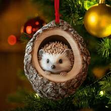 1/6pcs Animal Shaped Christmas Decorations (6 Styles), Cute 2D Acrylic Hanging Ornaments, Including Raccoon, Owl, Squirrel, Hedgehog, Rabbit And Bird Patterns; Exquisite Animal Decor, Suitable For Decorating Christmas Party, Fireplace And Windows, Classic Style, Perfect For Christmas And Winter Holiday Atmosphere. - A - View 8