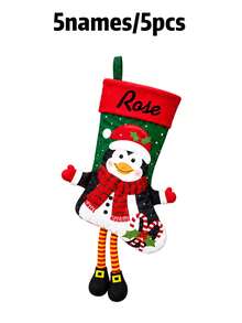 Custom Name Long Leg Christmas Stocking, Festive Fireplace Mantel Gift Sock, Personalized Xmas Tree Hanging Decor, Cute Holiday Decoration, Customized Seasonal Keepsake, Customizable Christmas Gift For Home, Home Christmas Decorations - Multicolor - View 30