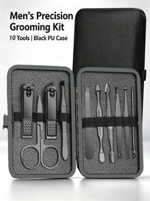 7/23pcs Black Nail Care Set, With Portable Travel Case, Nail Clipper, Nail File, Ear Pick, Face & Hand Care Kit, Gift For Boyfriend/Men/Family - Multicolor - View 14
