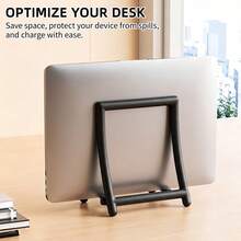 15.6 Inch Vertical Laptop Stand With Gravity Auto Lock, Compatible With Neo 13 Inch, A3404 Air 13/15 Pro 13/14 And (A16) 11th Gen 11 Inch, 10th Gen 10.9 Inch Tablets, Space-Saving Desktop Base, Black - View 2