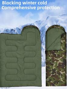 1pc Lightweight All-Season Camping Sleeping Bag - Warm Envelope Design, Lightweight And Compact, Drawstring Closure, Durable Nylon Material, Outdoor Adult Sleeping Bag For Winter Cold Protection, Camping And Hiking Sleeping Bag, Rectangular Shape Suitable For Outdoor Travel And Hiking, Camping Accessories, Hiking Gear, Modern Camping Equipment, Compact Storage Bag - Multicolor - View 11