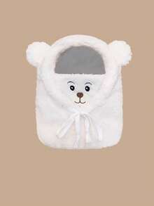 1pc Baby Cartoon Bear Ear Fleece Knitted Hat With Mask, Warm Headwear, Thickened Ear Protection Skull Cap, Neck Warmer - Multicolor - View 12