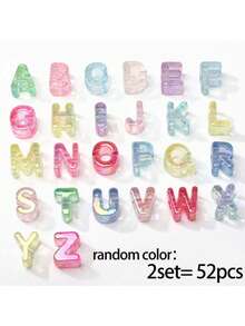 52pcs Acrylic 3D Transparent Colorful Large Hole Jelly Creative Letter Beads, Suitable For Handmade DIY Materials, Jewelry Making Materials, Keychains And Party Decorations, Cute Style, Ideal Accessory For Creative Handmade Crafts - Upgraded Version (UV Process) - View 11