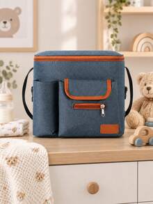 Baby Stroller Organizer Bag, Large Capacity Baby Carriage Storage Bag, Multi-Functional Zipper Main Compartment With Front Pocket Design, Simple Portable Durable, Convenient For Storing Baby Bottles, Tissues, Diapers And Personal Items - Multicolor - View 8
