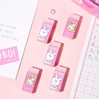5pcs Rabbit Jelly Erasers, Office Supplies, Drawing Standard Pencil Erasers