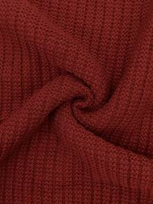 Elegant Women Solid Knit V-Neck Pullover Sweater, Comfort Pocket Top For Work Casual Fall Winter Wear - Red - View 5