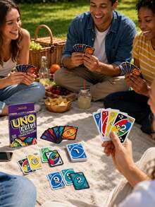 Splendor 1-Box UNO Flip Card Game, Double-Sided Card Deck, Fun Color And Number Matching Flip Action Party Game, Suitable For Family Game Night, Teens And Adults Portable Travel Card Deck, Multi-Player Portable Tabletop Game, Suitable For Parties, Birthdays, Travel - Purple - View 4