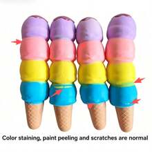 1pc Realistic Rainbow Ice Cream Slow Rebound Squeeze Toy, Cartoon Cone Stress Relief Toy, Desktop Decor Small Gift For Kids And Adults - Multicolor - View 6