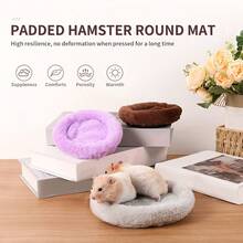 1pc Hamster Bed, Warm Soft Long Plush Round Concave Sleeping Pad, Multi-Color Comfortable Nest, Suitable For Hamsters And Sugar Gliders, Winter Pet Cage Resting Accessory - Multicolor - View 1