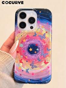 Cocurve 1pc New Laser Vortex Starry Sky Butterfly Gradient Pattern Phone Case Compatible With Iphone 18 Pro Max 18 Pro 17 Pro/17 Pro Max/16 Pro/16 Pro Max 16/15 Pro Max/15 Pro/15/Plus Shockproof IMD 14 Pro Max/14/14/13 Pro Max/13 Pro/13/Personalized 13/12 Pro Max/12 Pro/12/11 Pro Max/11 Pro/11/Plus/Can Be Used As Couple, Holiday, Halloween, Anniversary Gift Versatile And Unique - Multicolor - View 3
