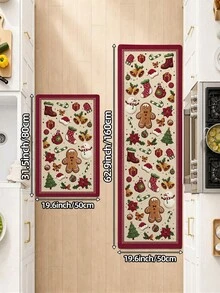 1pc Christmas Long Runner Rug, Kitchen Mat, Long Floor Mat Suitable For Bathroom, Kitchen, Outdoor, Hallway, Bedroom, Living Room, Machine Washable Carpet Accessory, Easy To Clean Entryway Mat, Bedroom Non-Slip Rug, Autumn Home Decor - Multicolor - View 12
