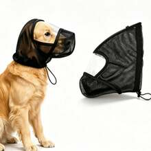 Breathable Mesh Dog Protective Hood, Soft Pet Face Cover. Adjustable, Protects From Mosquitoes When Walking, Reduces Chewing And Accidental Ingestion, Comfy Pet Accessory. - Black - View 7