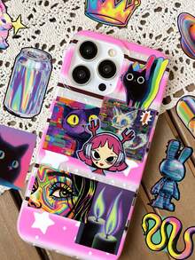 50pcs Acid Aesthetic Stickers For Scrapbook, Diary, Planner, Envelope, Greeting Card, Luggage, Phone Case, Skateboard, Tablet, Guitar, Sealing Sticker, Party Gift - Multicolor - View 4