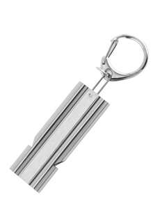 Double Tube Stainless Steel Outdoor Whistle, Referee Sports Survival Firefighting Whistle, Full Titanium Alloy Double Tube High Frequency Whistle - Silver - View 7