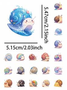 54 Pcs Stiker PET Siput Kartun Lucu Estetik, Dekal Hewan Kreatif Lucu Tahan Air, Set Stiker Jurnal untuk Scrapbook Botol Minum Laptop Casing Ponsel untuk Anak Perempuan - siput - View 4