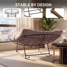 Aoxun Oversized Garden Rocking Chair With Cushion And Heavy-Duty Metal Frame For Patio,Balcony And Garden, Light Grey - Light Grey - View 5