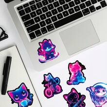 50pcs Cool Cat Neon Stickers DIY Cute Animal Cat Non-Repeating Waterproof Decorative Decals - Multicolor - View 5