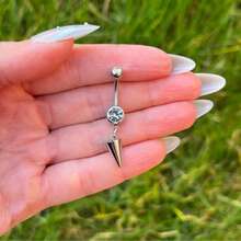 1PC Spike PUNK Dangle Belly Button Ring: Surgical Steel Navel Piercing, Suitable For Daily Wearing - Multicolor - View 2