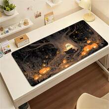 White Ghost Reading Book Pumpkin Forest Desk Mat Halloween Theme Playmat Large Rubber Mouse Pad Mousepad NonSlip Base For Work Office Game Home Tabletop Mat - View 1