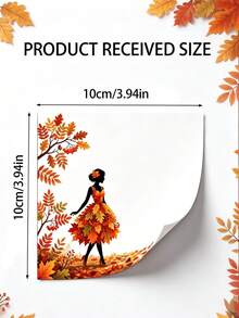 Autumn Leaf Dancer Silhouette Window Sticker, Glue-Free PVC Static Cling Decal, Creative Aesthetic Maple Leaf Butterfly Glass Sticker, Autumn Atmosphere Art Window Decal - Multicolor - View 7