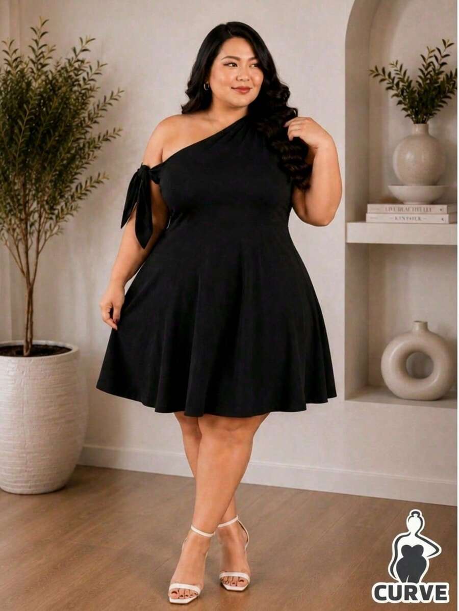 Plus Size Dresses - Black - View 1