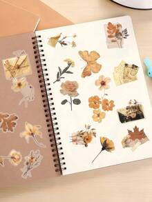 52 Pcs Aesthetic Vintage Dried Flower Stickers, Autumn Pressed Floral Retro PET Waterproof Decals, Journaling Sticker Set For Scrapbooks Water Bottles Laptops Phone Cases For Cottagecore Girls - Dried Flowers - View 4