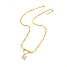 Initial Charm Gold Plated Letter Necklace For Women Men With Infinity Heart Loop And Cubic Zirconia Snake Chain - Yellow Gold - View 2