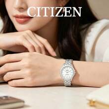 CITIZEN Women's Controlled -Drive Watch Brushed Silver Stainless Steel Link Bracelet Matte White Dial Luminous Bar Indexes Practical Ladies Watch - Silver - View 2