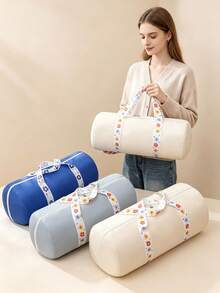 Floral Print Travel Foldable Storage Bag, Autumn/Winter Down Jacket Storage Bag, Cylindrical Clothes & Quilt Storage Bag - Multicolor - View 8