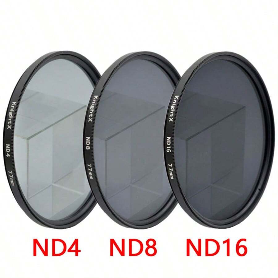 KnightX 3in1 ND4 ND8 ND16 Neutral Density Filter High Light Transmission Light Reduction Overexposure Prevention, Compatible With Cameras SLR Micro-Single Camera Filter, Lens Filter, Photography And Video Shooting