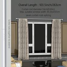 1pc, 5/8 Inch Metal Curtain Rod/Roman Rod/Shower Curtain Rod. Spiral Connector Extends From 45 Inches To 147 Inches, Wall Mounted, Sturdy And Durable. Lantern Decor Curtain Rod Bracket Set, Available In White, Black, Gold, Silver. Modern Classic Style - Multicolor - View 24