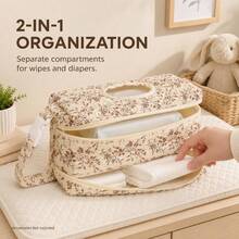 Wadah Tisu Basah Bayi Quilted Kecil Tas Popok Pengatur Penyimpanan Popok untuk Ibu, Kantong Tisu Motif Bunga Portabel Gantung untuk Kereta Bayi, Mobil, Perjalanan - MultiWarna - View 6