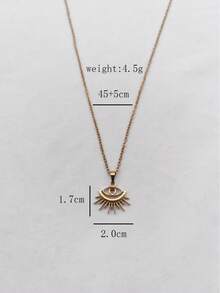 1pc Gothic Stainless Steel Gold Plated Evil Eye Necklace Unisex Daily Wear Holiday Wear Holiday Gift Niche Luxury - Yellow Gold - View 7