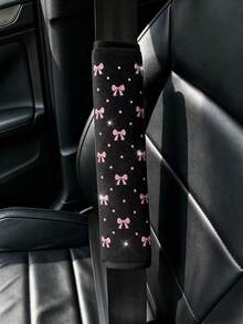 1pc Shiny Small Bowknot New Style Exquisite Soft Fabric Car Shoulder Seat Belt Decor, Anti-Choke Pressure Relief Comfortable, Women's Car Interior Accessory - Shoulder Pads - View 3