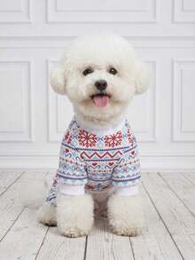 LUCKIE LABO 1pc Snowflake Fun Print Dog Four-Legged Pajamas Suitable For Chihuahua Small Dogs Physical Flea Prevention Base Pet Dog Clothes Fashion Four-Legged Pajamas Applicable For Cats And Dogs Indoor And Outdoor - Multicolor - View 6