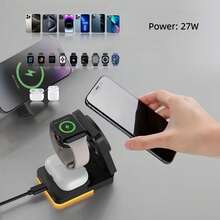 3-In-1 Foldable Wireless Charging Stand With Ambient Light, Portable Travel & Storage, Multi-Device Wireless Charger, Perfect Gift - Multicolor - View 9