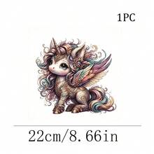 1/2/3pcs Gorgeous Winged Unicorn Cartoon Heat Transfer Sticker | DIY Hot Transfer Decal Suitable For T-Shirts, Loose Sweatshirts, Women's Casual Tops, Canvas Bags, Fabric Pillows Printing. - Multicolor - View 2