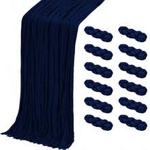 12pcs Navy Blue Cheesecloth Table Runner, Gauze Table Runner, Bohemian Style Semi-Transparent Cheesecloth Table Decor, Suitable For Wedding, Party, Bridal Shower, Baby Shower, Birthday, Engagement, Anniversary, Holiday, Dinner, Farmhouse Home Decor - Navy Blue - View 18