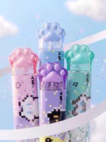1pc/2/4pcs Cute Pixel Cat Paw 2 In 1 Correction Tape And Dot Glue, Kawaii Student School Stationery, Great For Student, Classroom Rewards, Small Gifts - Multicolor - View 1