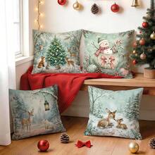 4pcs/1pc Icy Forest Animal Christmas Pattern Pillowcase Without Insert, Single Sided Printed Pillowcase, Suitable For Living Room Bedroom Home Decor, All Season Pillowcase - Multicolor - View 10