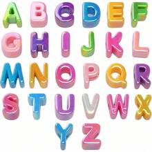 A-Z Large Hole Thick Bubble Letter Beads, Shell Color Large Letter Beads, 6mm Horizontal Hole, Lightweight Premium Acrylic, Suitable For Paracord Keychains, Bag Charms (Random Rainbow Color) - Multicolor - View 1