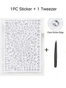 1pc/1set Silver 3D Rhinestone Decorative Stickers, Hollow Heart, Star, Small Round Diamond Combination Pattern, Sparkling Silver Diamond Texture, Self-Adhesive Backing, Comes With Exclusive Tweezers, Suitable For Phone Cases, Water Bottles, Gift Boxes, Handmade Crafts Surface DIY Decoration - Diamond Style - View 7