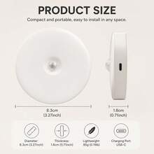 6PCS Round Magnetic Wall Lamp, USB‑Charging Wireless Sensor Night Light, Motion‑Activated Stair Light, Ideal For Entryways, Hallways And Stairwells - Multicolor - View 3