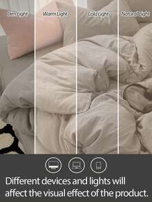 2/3pcs 100% Polyester Solid Color Duvet Cover Set - Soft And Breathable, Anti-Pilling, No Filling, Includes 1 Duvet Cover And 2 Pillowcases, Modern Minimalist Style, Machine Washable - Beige - View 5