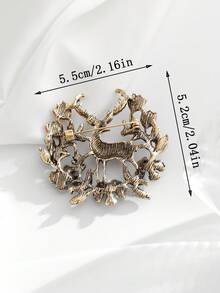 1pc Fashionable European & American Retro Cute Creative Versatile Christmas Deer Brooch Clothing Accessory, Suitable For Women's Daily Wear Decoration And Holiday Gift Giving - Gold - View 4