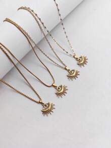 1pc Gothic Stainless Steel Gold Plated Evil Eye Necklace Unisex Daily Wear Holiday Wear Holiday Gift Niche Luxury - Yellow Gold - View 5