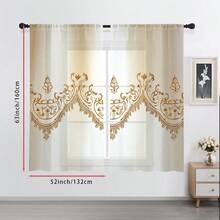 2 buah Tirai Tipis Kreatif Gaya Eropa, Motif Renda Imitasi, 100% Poliester, Dekorasi Rumah, Cocok untuk Kamar Tidur, Ruang Tamu, Dekorasi Kantor, Balkon, Apartemen, Cetak Datar 2D, 90gsm - MultiWarna - View 14
