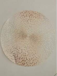 4/6/8/12pcs 15-Inch Gold Round Placemats (Linen Polyester Material), Fireworks Pattern, Washable, Suitable For Dining, Events, Parties, Weddings, Bridal Showers, Daily Home Use, Easy To Clean, Wipeable, Non-Slip, Stain-Resistant, Heat-Resistant Table Mats, Suitable For Wedding Party Decoration, Home Tableware Decoration - Gold - View 2